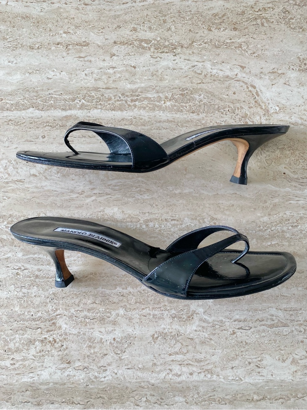 Vintage Manolo Blahnik Thong Sandal Heels - Picture 4 of 11